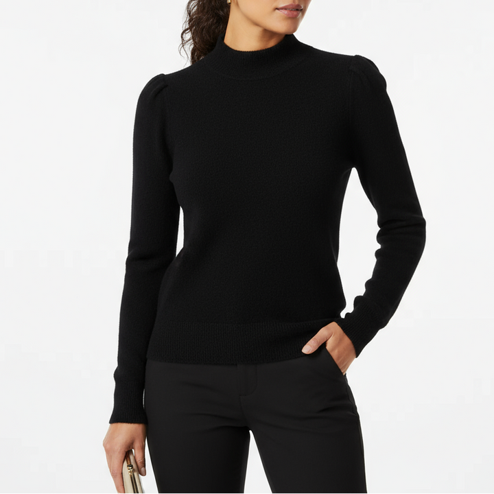 Nordstrom Halogen Sweater Womens XS Black Acrylic Stretch Super Soft Mock Neck
