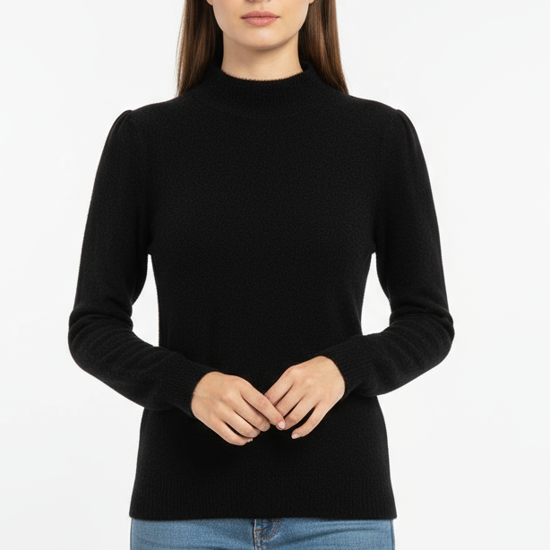 Nordstrom Halogen Sweater Womens XS Black Acrylic Stretch Super Soft Mock Neck