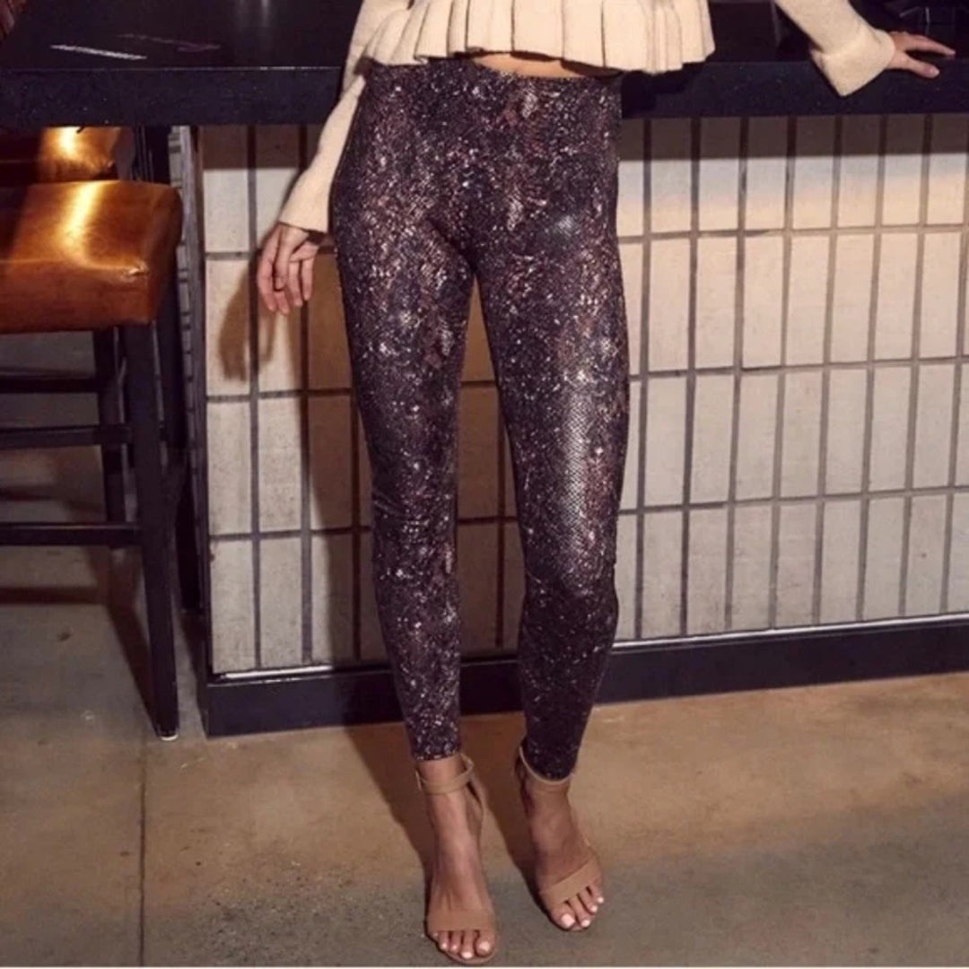 Spanx Snake Shine Leggings Mocha Size XS
