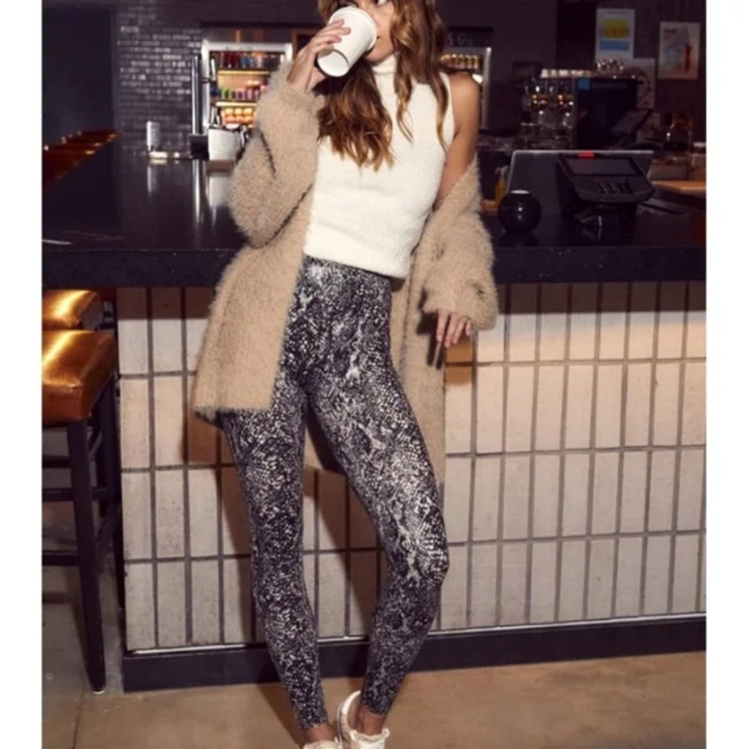 Spanx Faux Leather Snake Shine Leggings Size XS