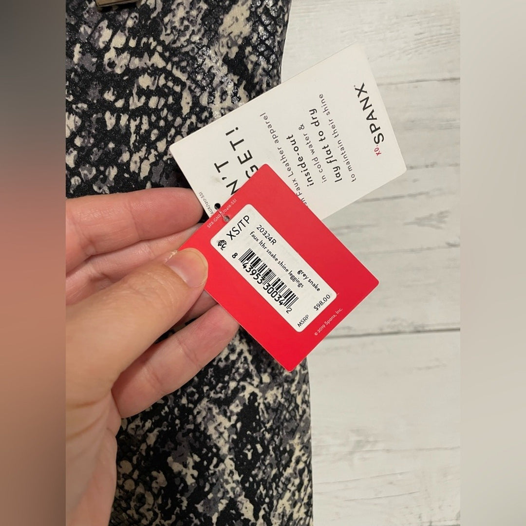 Spanx Faux Leather Snake Shine Leggings Size XS